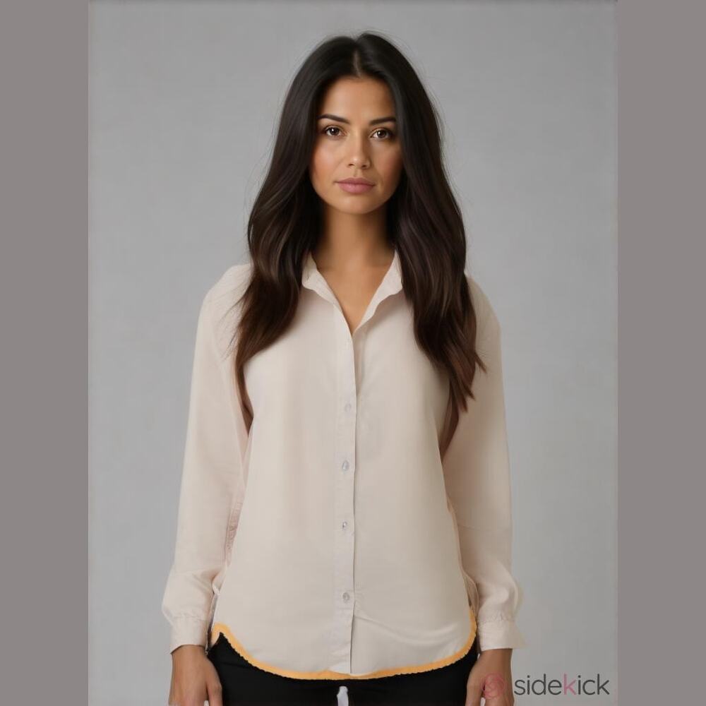 Soft Surroundings Blouse Pink Button Front Tunic 100% Tencel career casual M